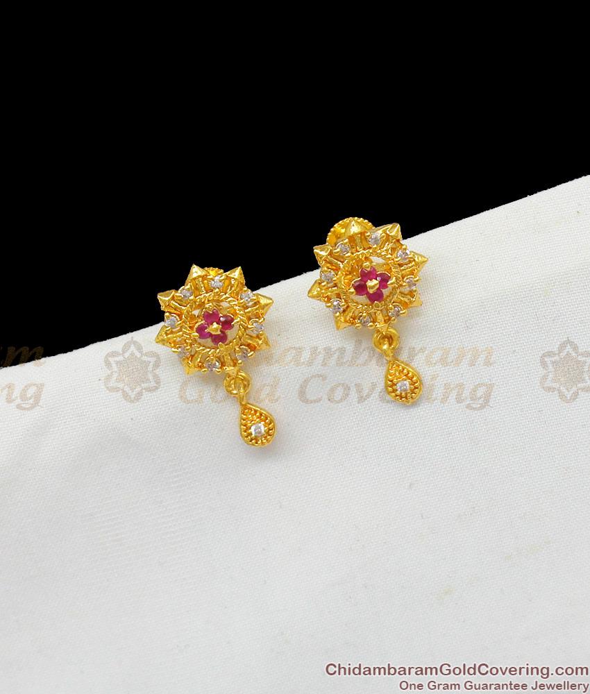 One Gram Gold Cz Stone Studs Gold Finish Daily Wear Earrings ER1593