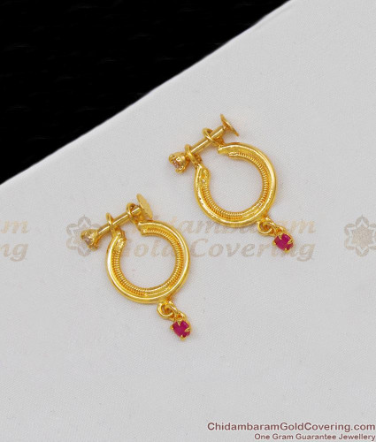 er1601 real gold stone design earrings collections circle ring pattern for daily use 120 1a