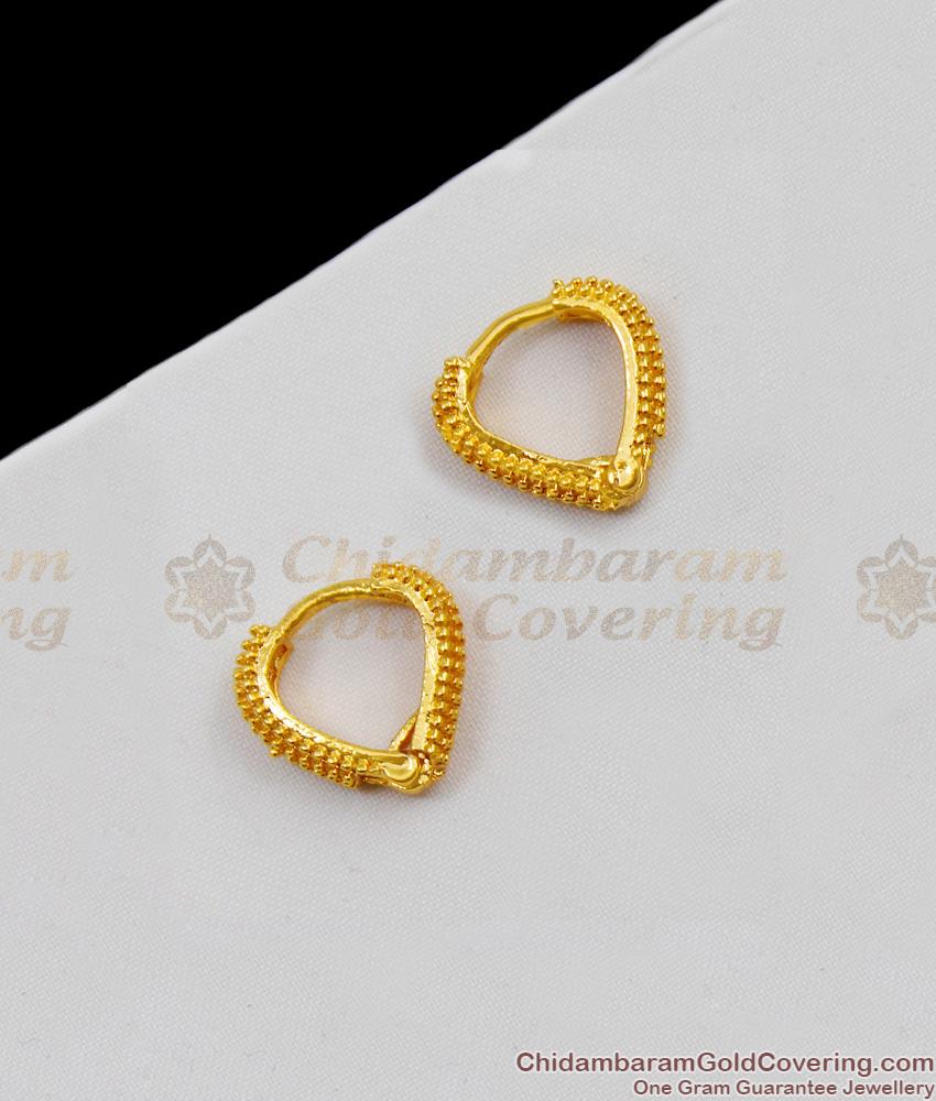 Trendy Heart Hoop Real Gold Design Studs Daily Use Earrings ER1602