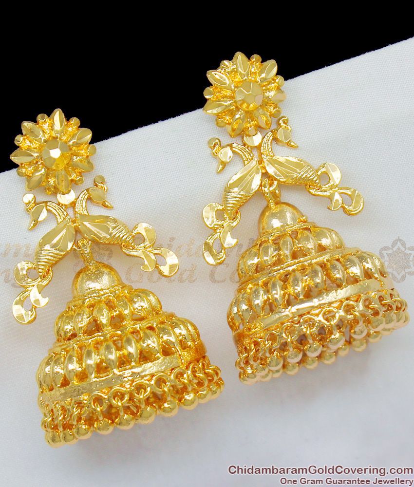 Big Grand Peacock Design Gold Plated Traditional Wear Jhumki Kammal ER1607