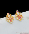 Cute Heart Design Real Gold Dangler Design Multi Color Stone Five Metal Earrings ER1610