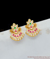Sparkling Real Gold Dangler Design Multi Color Stone Five Metal Earrings ER1611