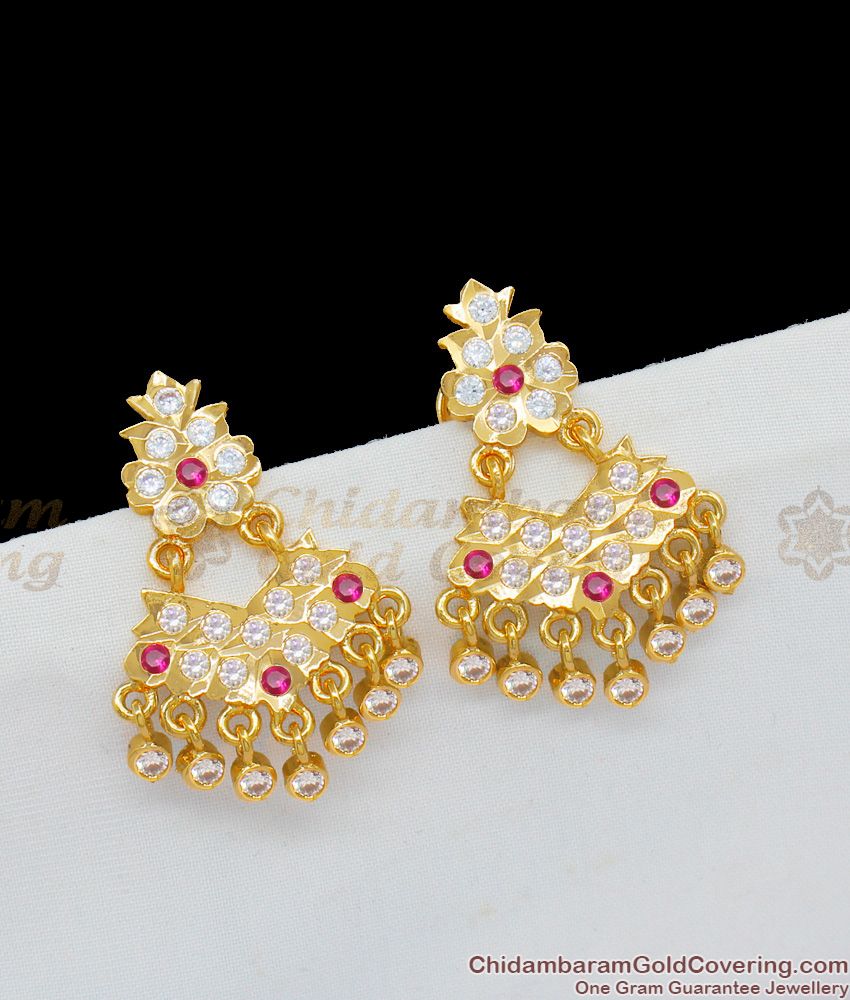 New Arrival Trendy Impon Multi Stone Gold Dangler For Ladies ER1613