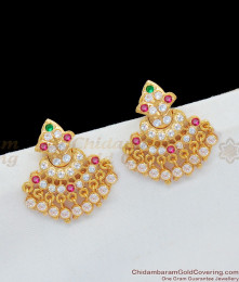 Five Metal Gold AD Ruby Stone Beaded Design Danglers For Womens ER1620 Five Metal Gold AD Ruby Stone Beaded Design Danglers For Womens ER1620