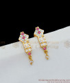 Gopura Design Gold Impon White Stone J-Type Stud Collections Online ER1622