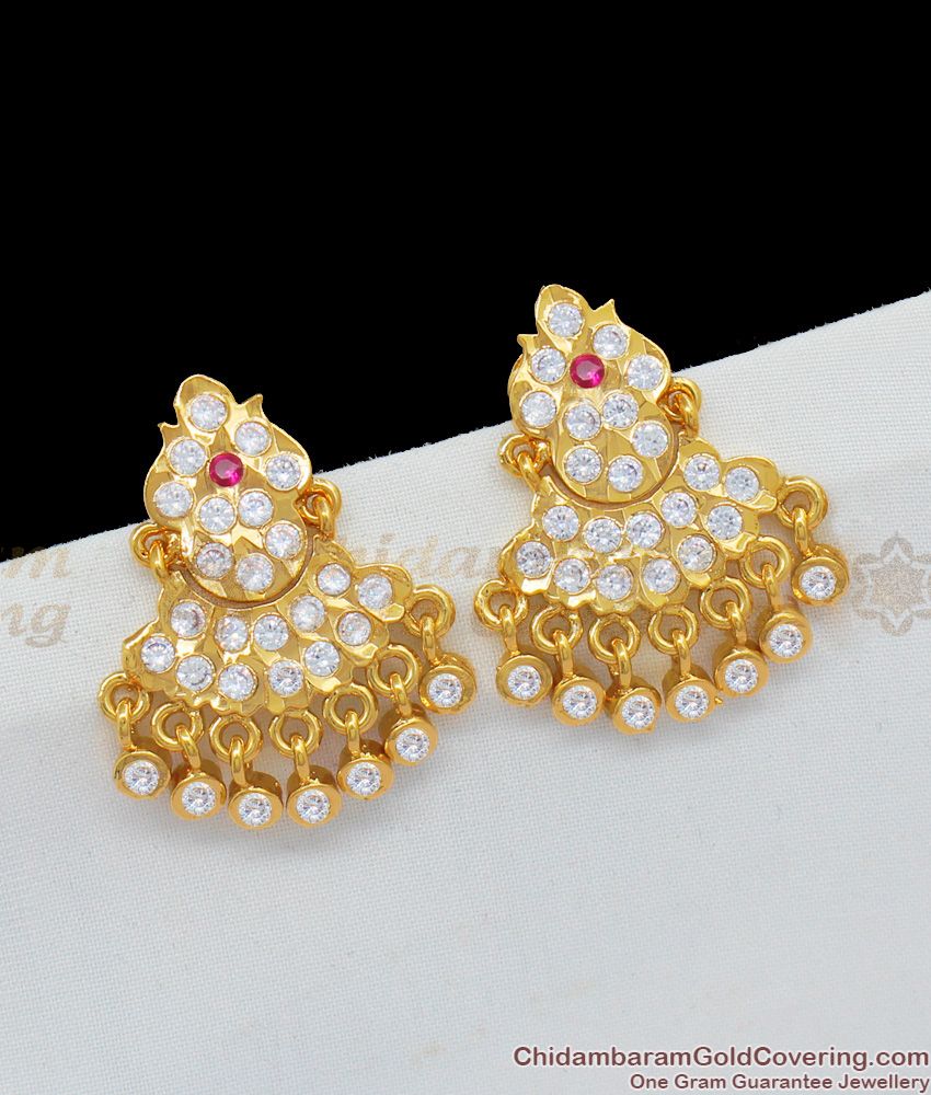 Traditional Gold Plated Colorful Stone Impon Studs Kerala Jewelry Collections ER1624