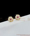 Real Gold Design Six Petal Impon Stud Collections First Quality Gati Stones ER1627