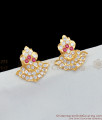 Small Impon Stud Real Gold Design Five Metal Earrings For Regular Use ER1633