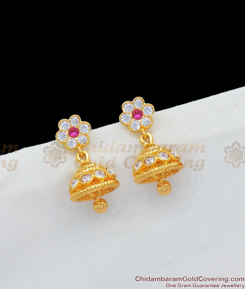 Girls Jhumki Stunning Small Impon Gold Multi Stone Earring Collections Online ER1643