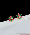 Flower Model Small Ruby Emerald Stone Studs For Ladies Daily Use ER1650