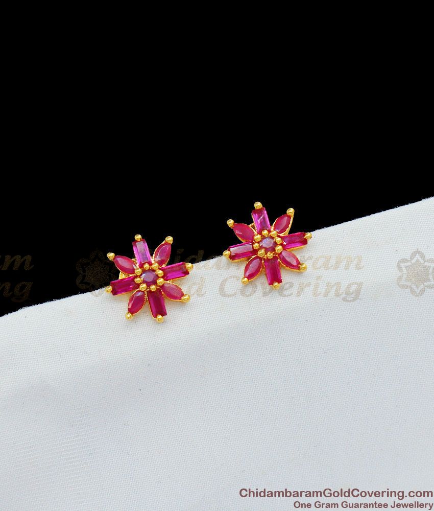 Star model Ruby Stone Gold Tone Studs For Party Wear New Collections ER1651