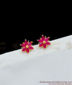 Small Star Design Gold Tone Studs With Full Ruby Stone Work ER1652
