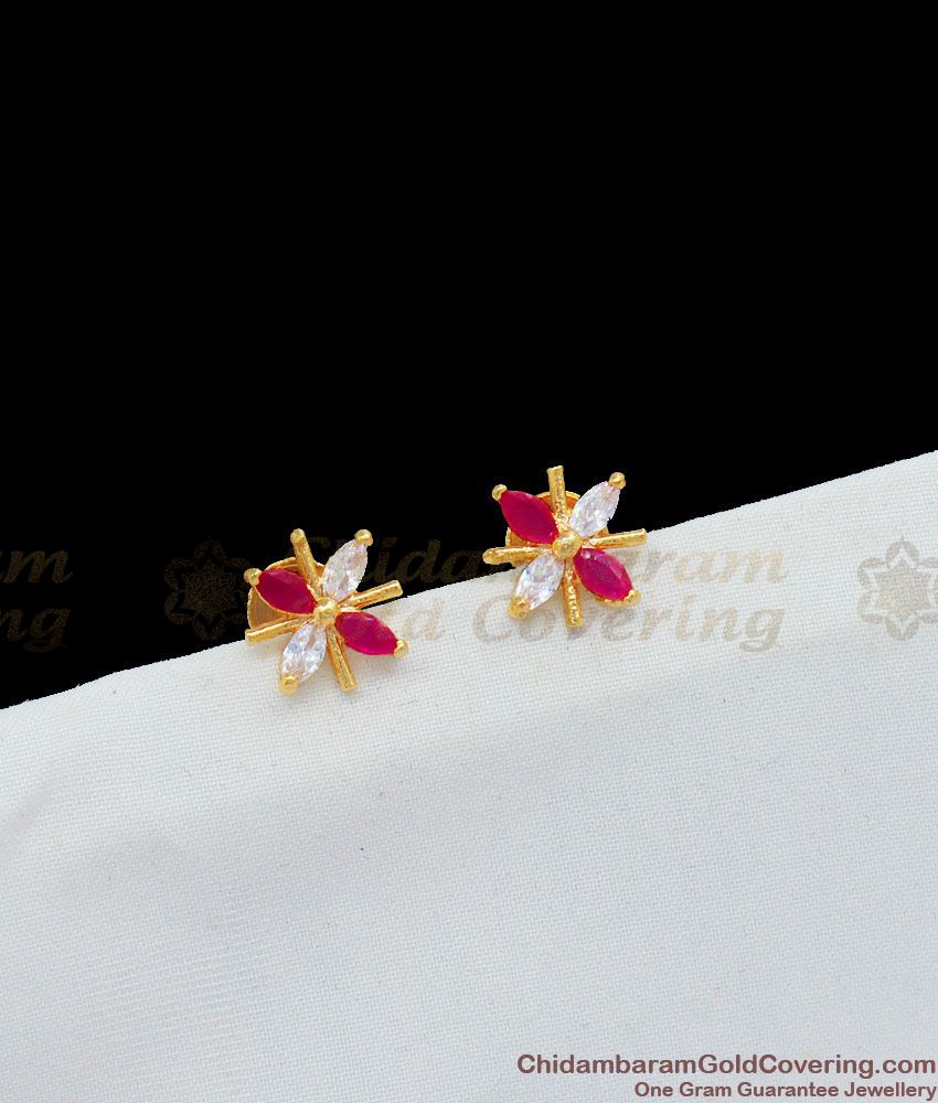 Multicolor Stones Small Star Design Gold Tone Studs New Arrival Jewelry ER1653