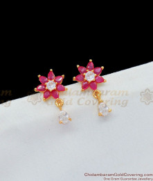 Simple Full Stone Ruby White Stone Earring Collections For Daily Office College Wear ER1661 Simple Full Stone Ruby White Stone Earring Collections For Daily Office College Wear ER1661