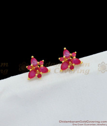 Trendy Triangular Ruby Stud Gold Tone Studs For Party Wear New Collections ER1662 Trendy Triangular Ruby Stud Gold Tone Studs For Party Wear New Collections ER1662