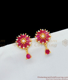 Sparkling Ruby White Stone Gold Tone Studs For Party Wear New Collections ER1663 Sparkling Ruby White Stone Gold Tone Studs For Party Wear New Collections ER1663