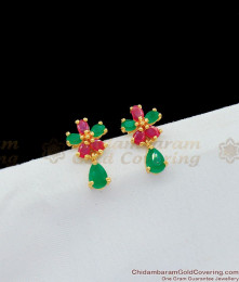 Beautiful Small Ruby Emerald Stone Studs For Regular Use Shop Online ER1664 Beautiful Small Ruby Emerald Stone Studs For Regular Use Shop Online ER1664