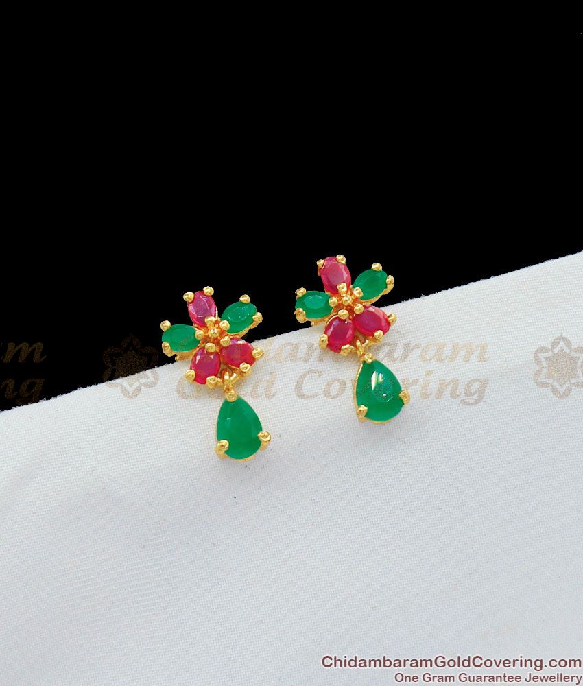 Beautiful Small Ruby Emerald Stone Studs For Regular Use Shop Online ER1664