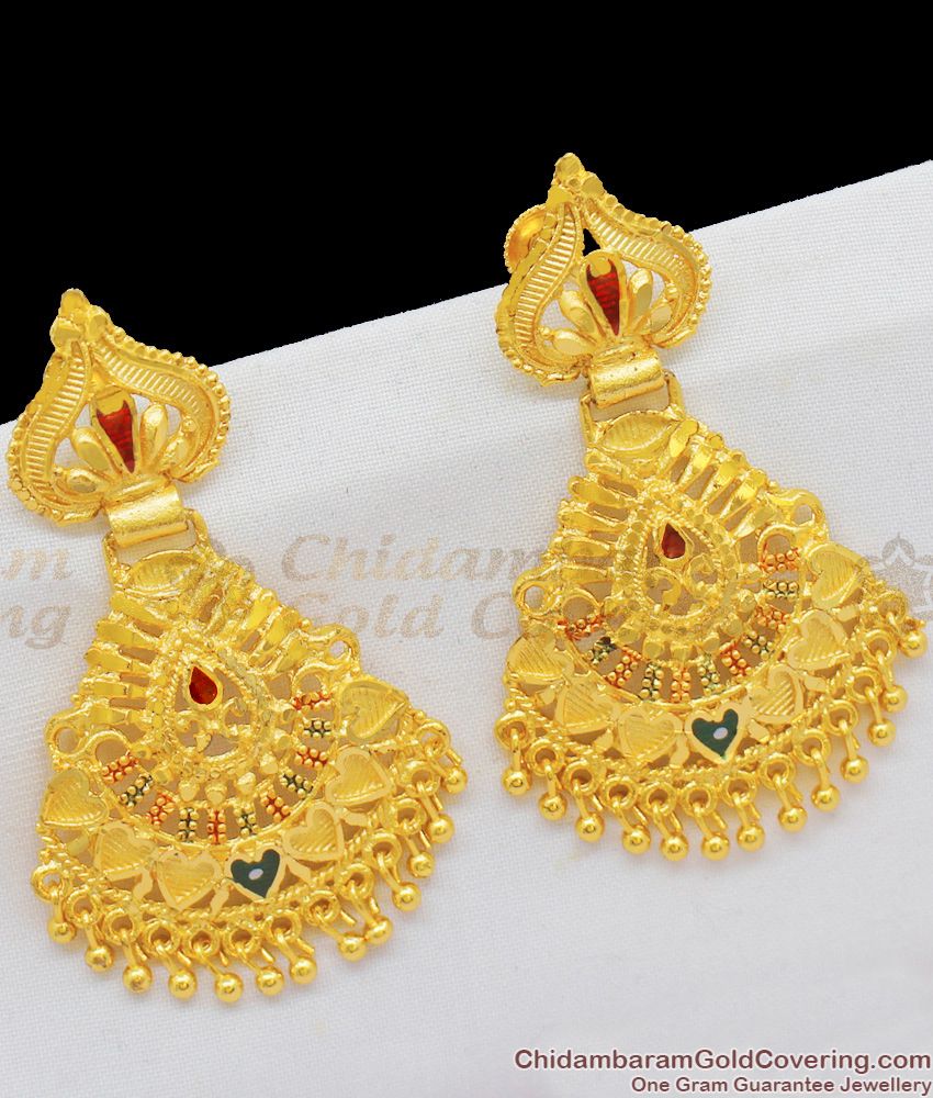 Best Selling Kerala Model Enamel Real Gold Pattern Trendy Enamel Dangler ER1667