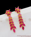 Beautiful Full Ruby Stone Leaf Design Danglers Collection For Teen Girls Online ER1672