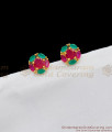 Flower Model Small Ruby Emerald Stone Studs For Ladies Daily Use ER1674