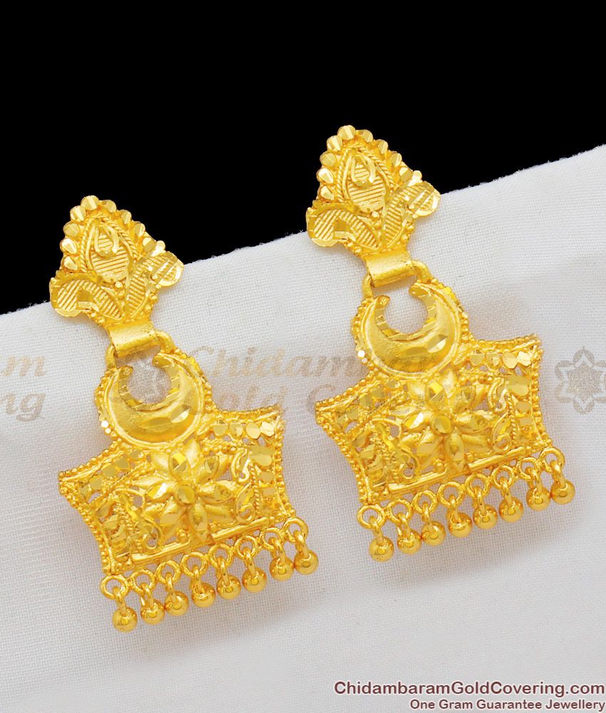Tawa Jewelry Type Two Gram Gold Tone Bridal Forming Danglers For Marriage Functions ER1678