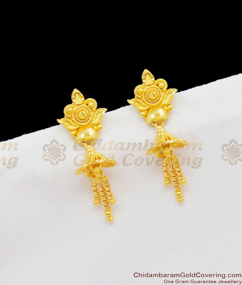 Real Gold Forming Chain Dangler Design Earrings Collections Online ER1679