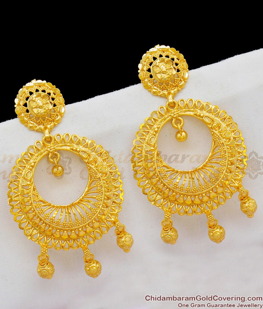Traditional Handcrafted Gold Tone Bridal Forming Danglers For Marriage Functions ER1680