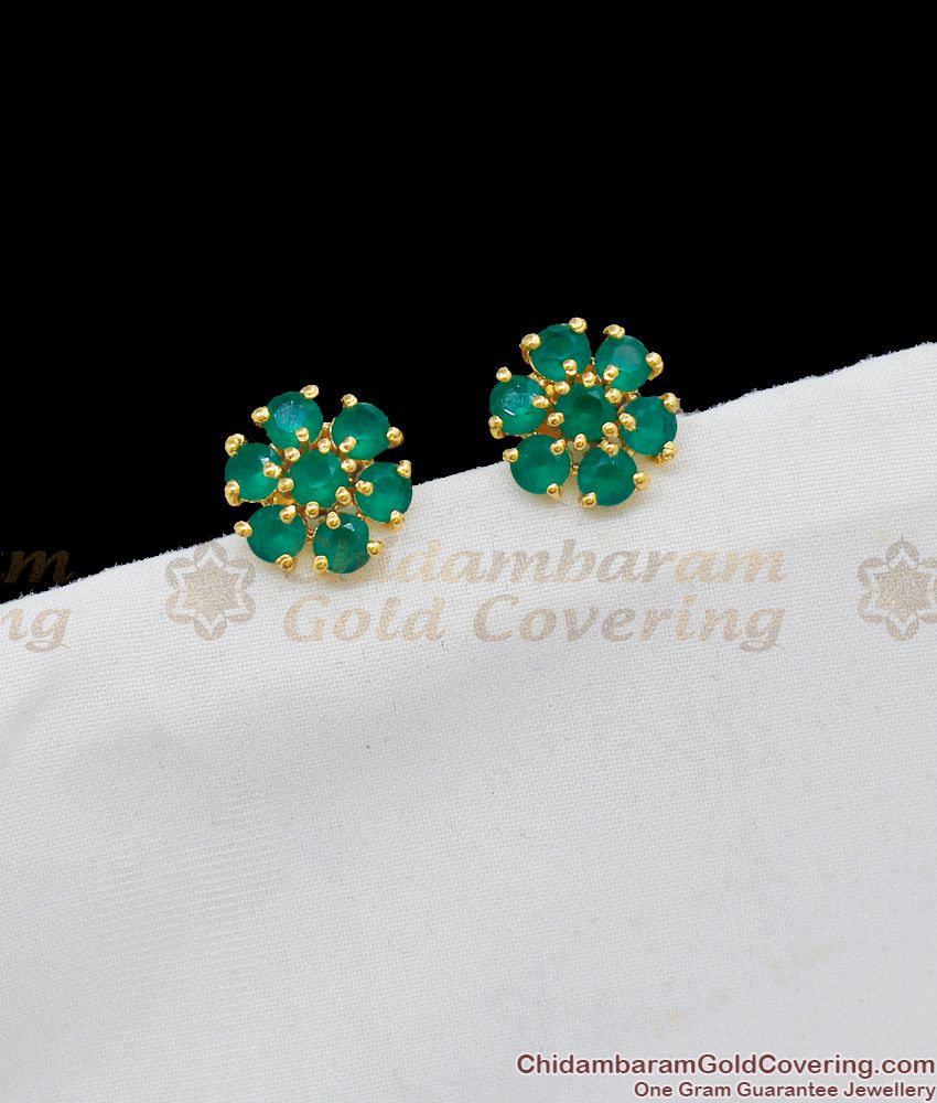 Attractive Full Emerald Stone Studs For Regular Use Shop Online ER1686