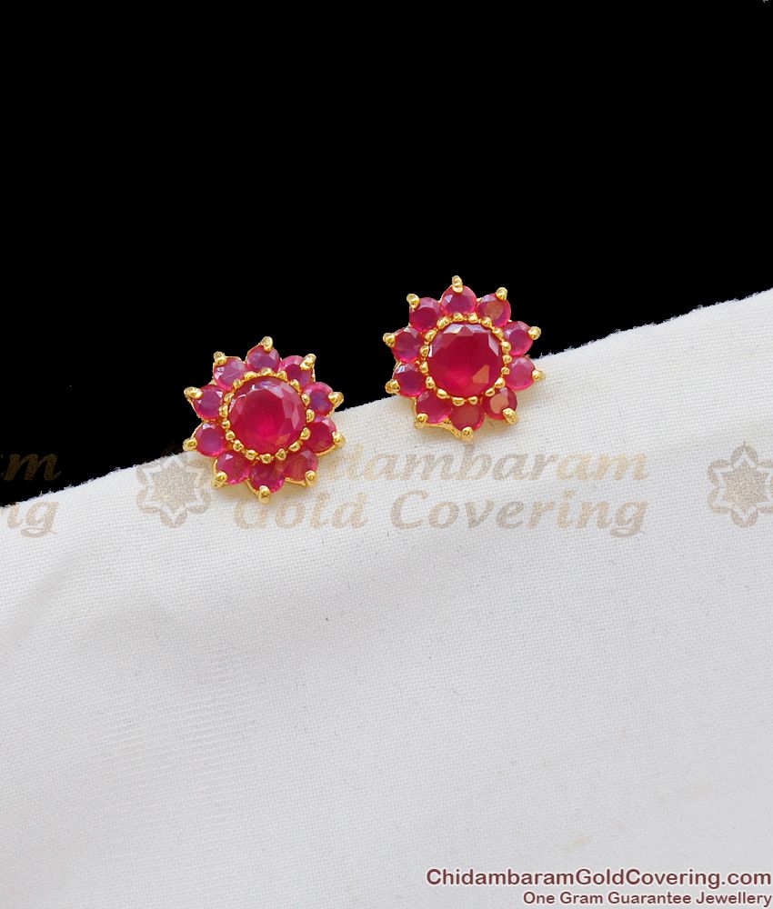 Semi Precious Ruby Stud Collections for Matching Sarees and Office Wears ER1688