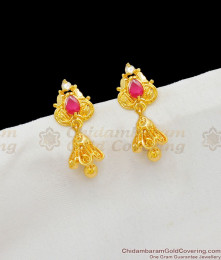 One Gram Gold Ruby White Stone for Daily Use Shop Online ER1696  One Gram Gold Ruby White Stone for Daily Use Shop Online ER1696