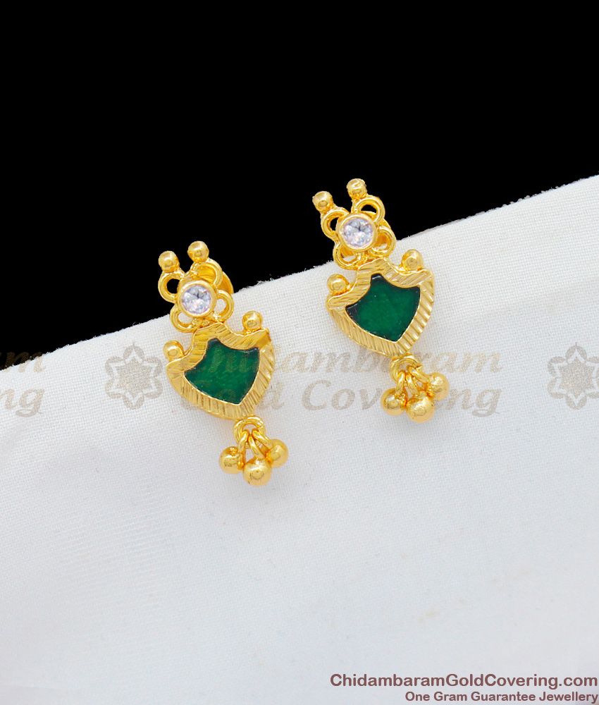 White Crystal Stone Kerala Onam Make Palakka Model Gold Studs Online ER1700