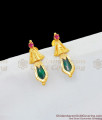 Aspiring Palakka Green And Ruby Stone Anchor Design Gold Plated Studs Collection ER1706