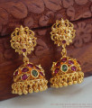  Heavy Lakshmi Temple Design Gold Jhumki Earrings With Multi Color Stones For Ladies ER1710