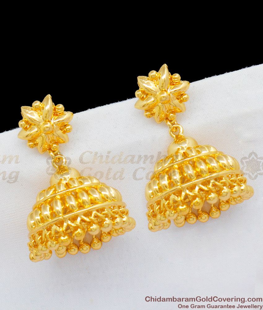 New Flower Stud Gold Imitation Earrings For Womens Jhumki Kammal With Beads ER1715