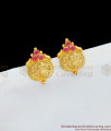 South Indian Traditional Double Kasu Studs Design With attractive Ruby Stone Earrings ER1716