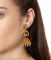 Full Ruby Stone Peacock Design One Gram Gold Plated Jhumki Earrings For Ladies ER1722