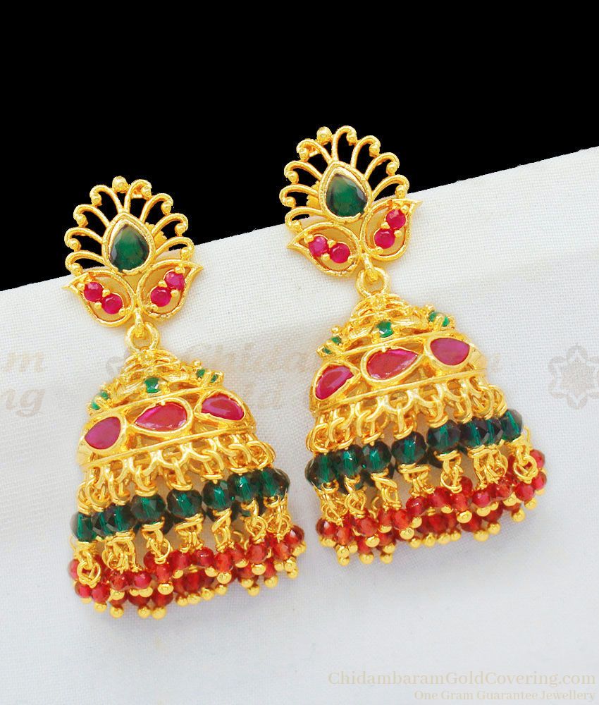 Bridal Design Jewelry Grand Multi Color Stone Gold Finish Earrings New Arrivals ER1723