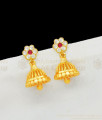 Impon Gold Flower Model Jhumka With Pink And White Stones For Ladies ER1730