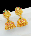 Stunning Ruby Emerald Stone Lakshmi Design Gold Jhumki Earrings New Arrivals ER1732