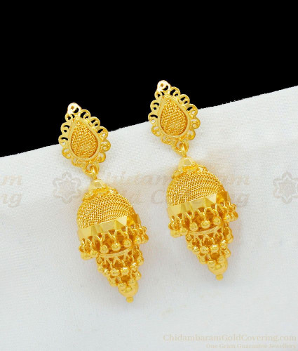 Real Gold Fancy Adukku Model Jhumka 