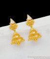 Small Bell Model Gold Inspired Jhumki Earrings With Single White AD Stone Party Wear Collection ER1739
