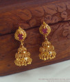 Cute Trendy Design Gold Tone Jhumki Earrings With Ruby Stone For Girls Online Collection ER1740