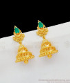 Fabulous Green Emerald Stone Model Gold Plated Bell Design Jhumki Earrings For Teen Girls ER1741