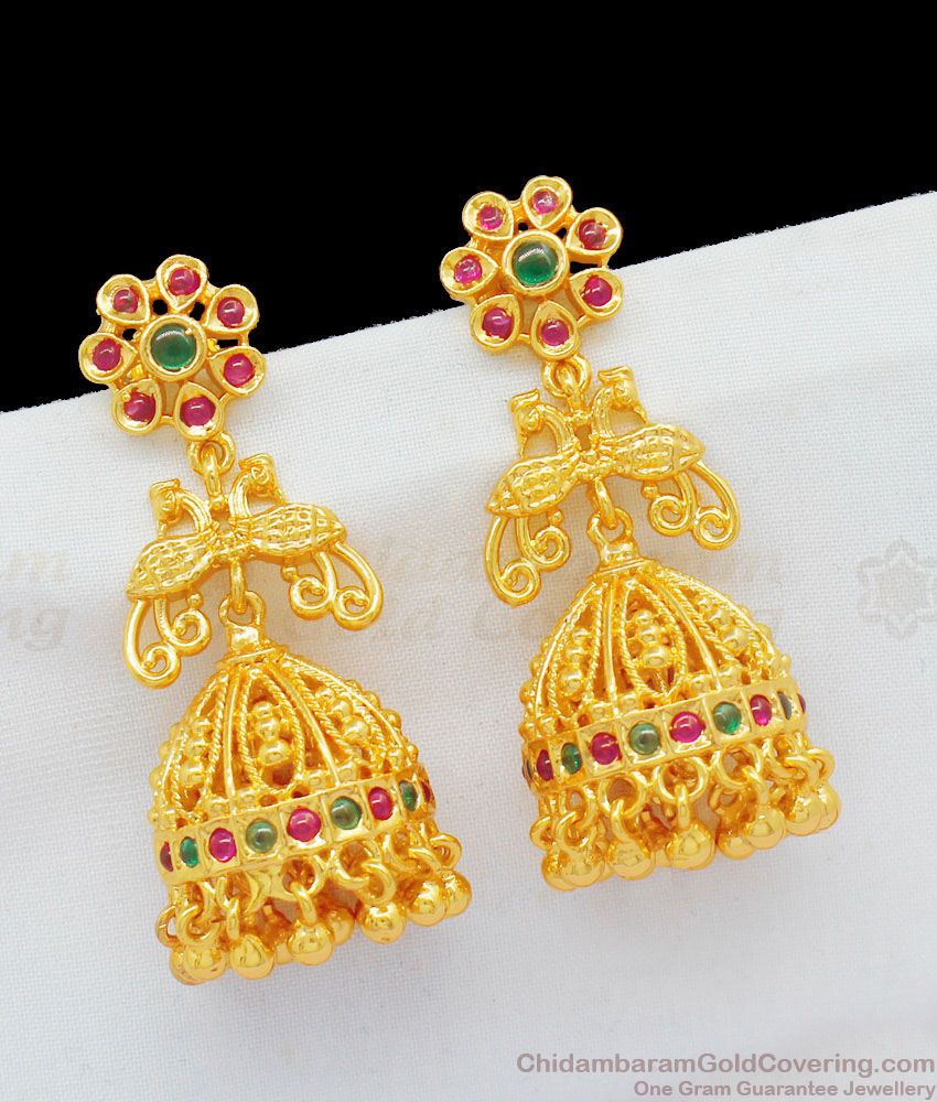 Imitation Gold Jhumkas With AD Stone Earring Collections ER2525