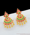 Flower Design Gold Plated WIth Emerald And Ruby Stone Danglers For Traditional Attire ER1747