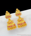 Festive Model Gold Plated Lakshmi Design Jhumki Earrings With Full Ruby Stones ER1754