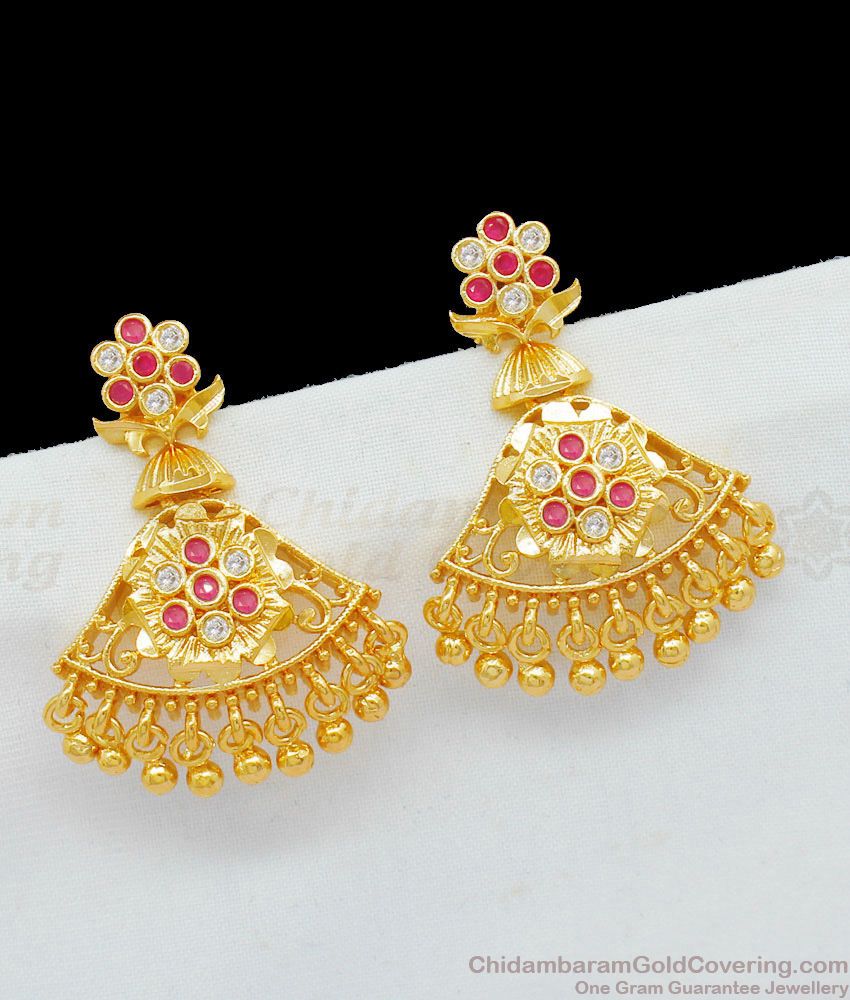 Luxury Dangal Collection Gold Plated Danglers With Multi Color Stones ER1765