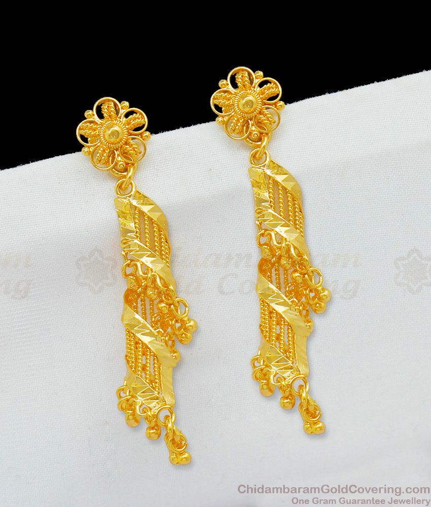 Two Line Light Weight Gold Jhumki Trendy Collection For Girls ER1767