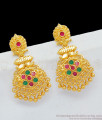Kerala Model One Gram Gold Danglers Multi Color Stones Earrings For Girls ER1768